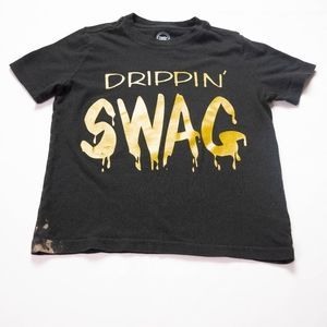 Wonder Nation Dippin' Swag Big Boy's Extra Small Black Gold Short Sleeve Shirt